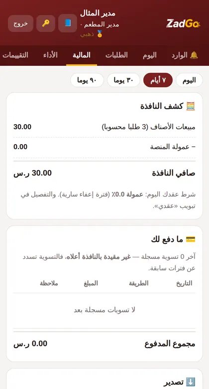 لقطة «المالية» — بيانات تجريبية